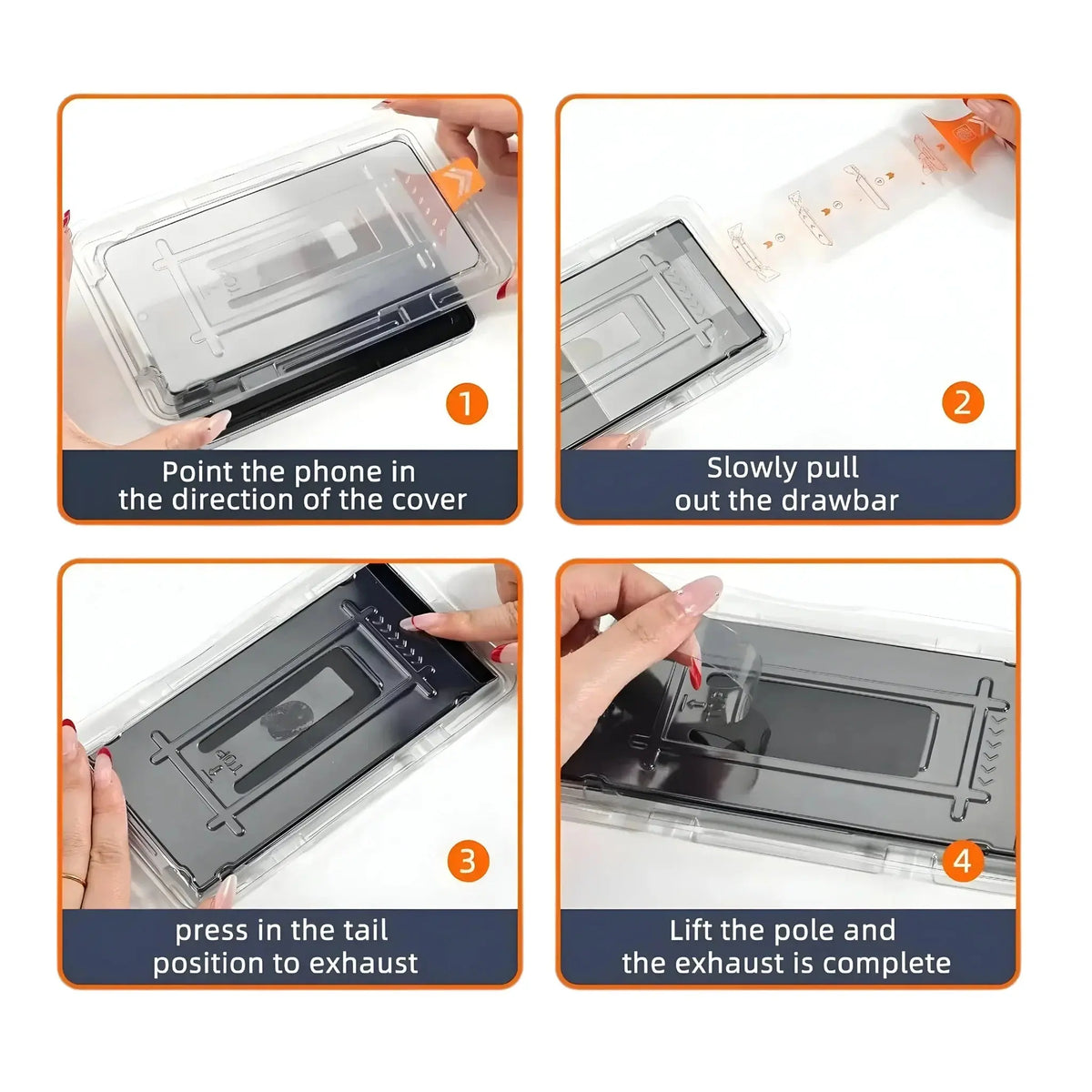 Step-by-step guide to installing clear screen protector on smartphone with plastic tray