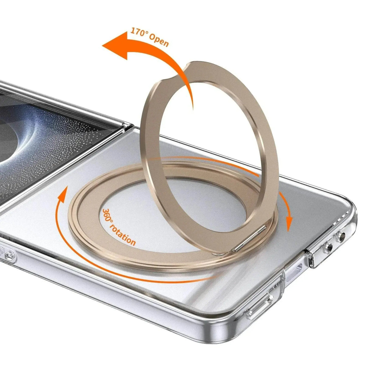 Axon F1 Galaxy Z Flip case ring used as a kickstand