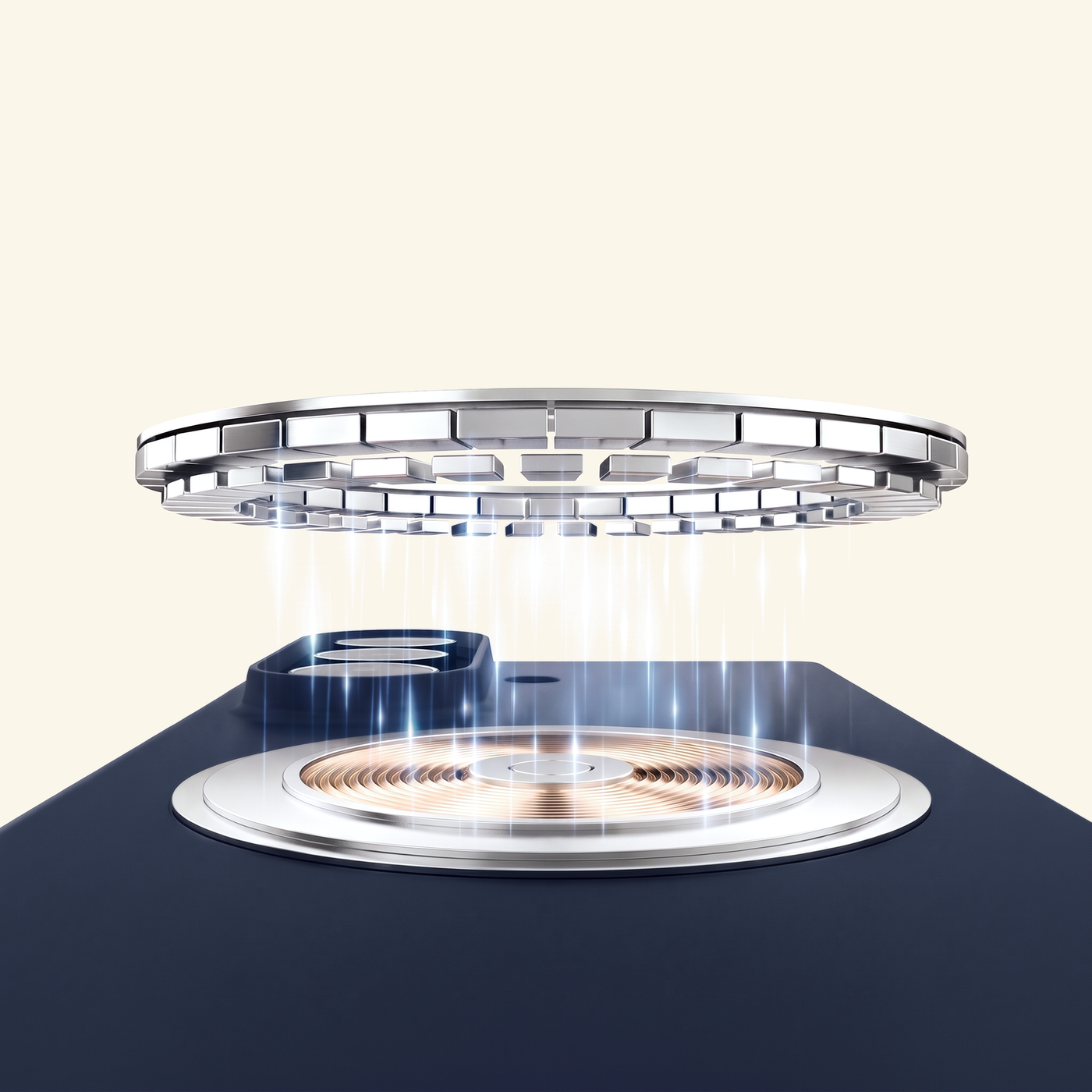 Apex M3 navy case built-in magnetic ring aligning with wireless charging coil