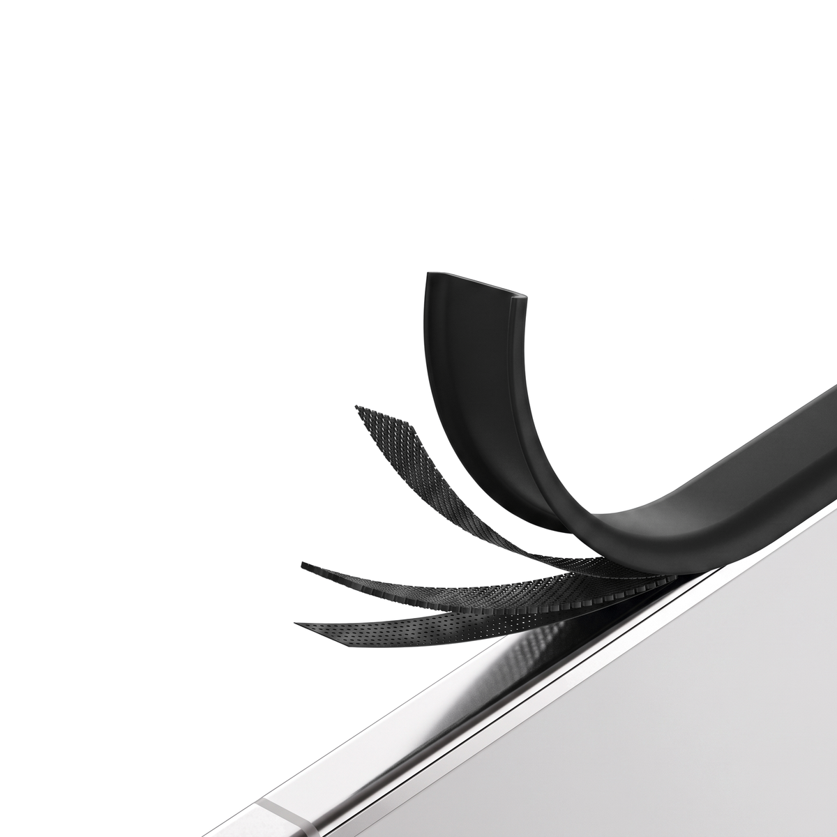 Apex M3 iPhone Duo case in Black, layered construction with case and mesh layers peeling away