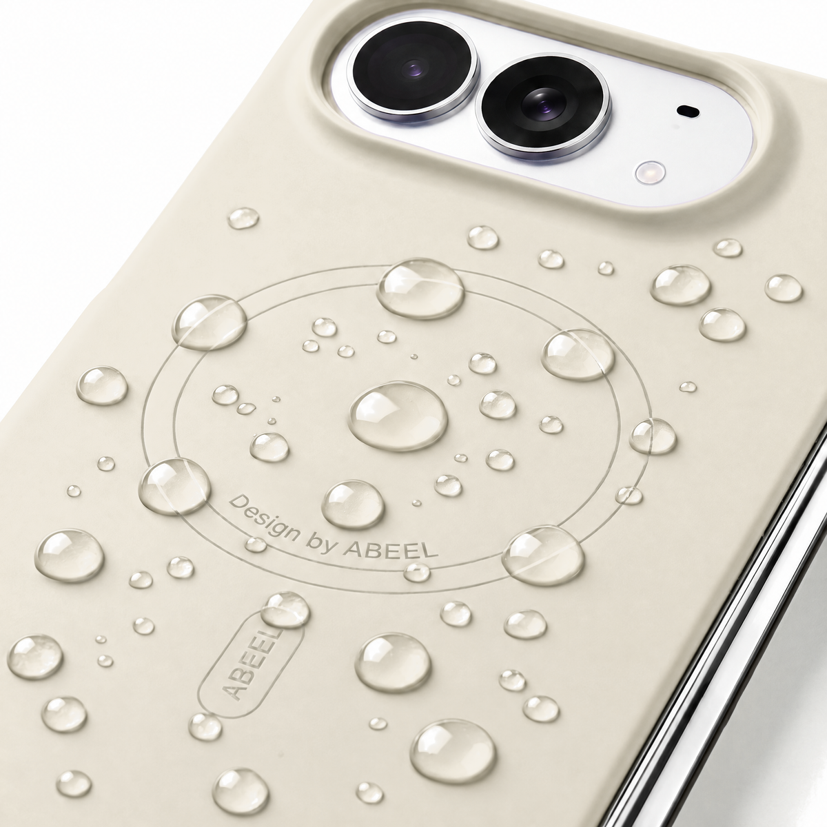 Apex M3 iPhone Duo case in Custard with water droplets beading on the matte surface