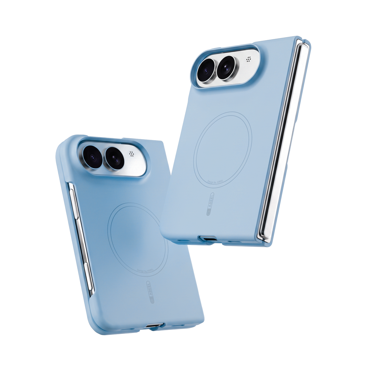 Two Apex M3 iPhone Duo cases in Light Blue floating on white