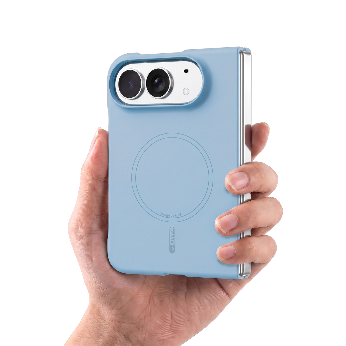 Apex M3 iPhone Duo case in Light Blue held in hand