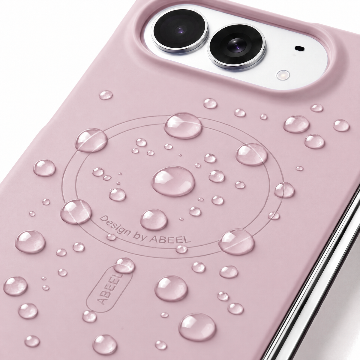Apex M3 iPhone Duo case in Pink with water droplets beading on the matte surface