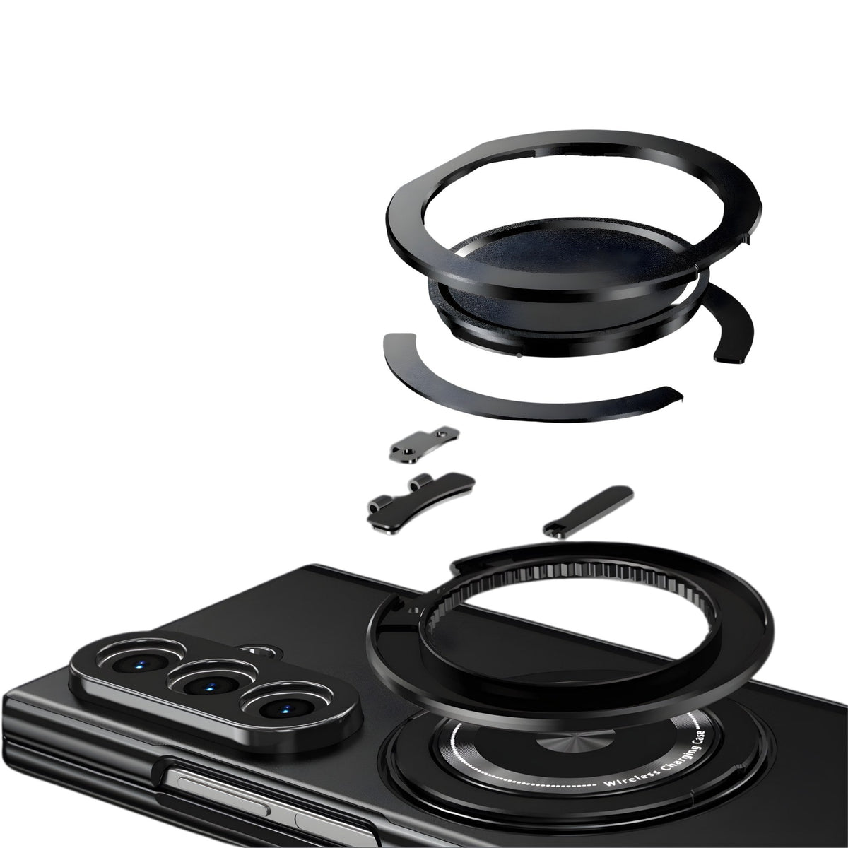 Axon M2 Galaxy Z Fold case feature diagram - rotating ring