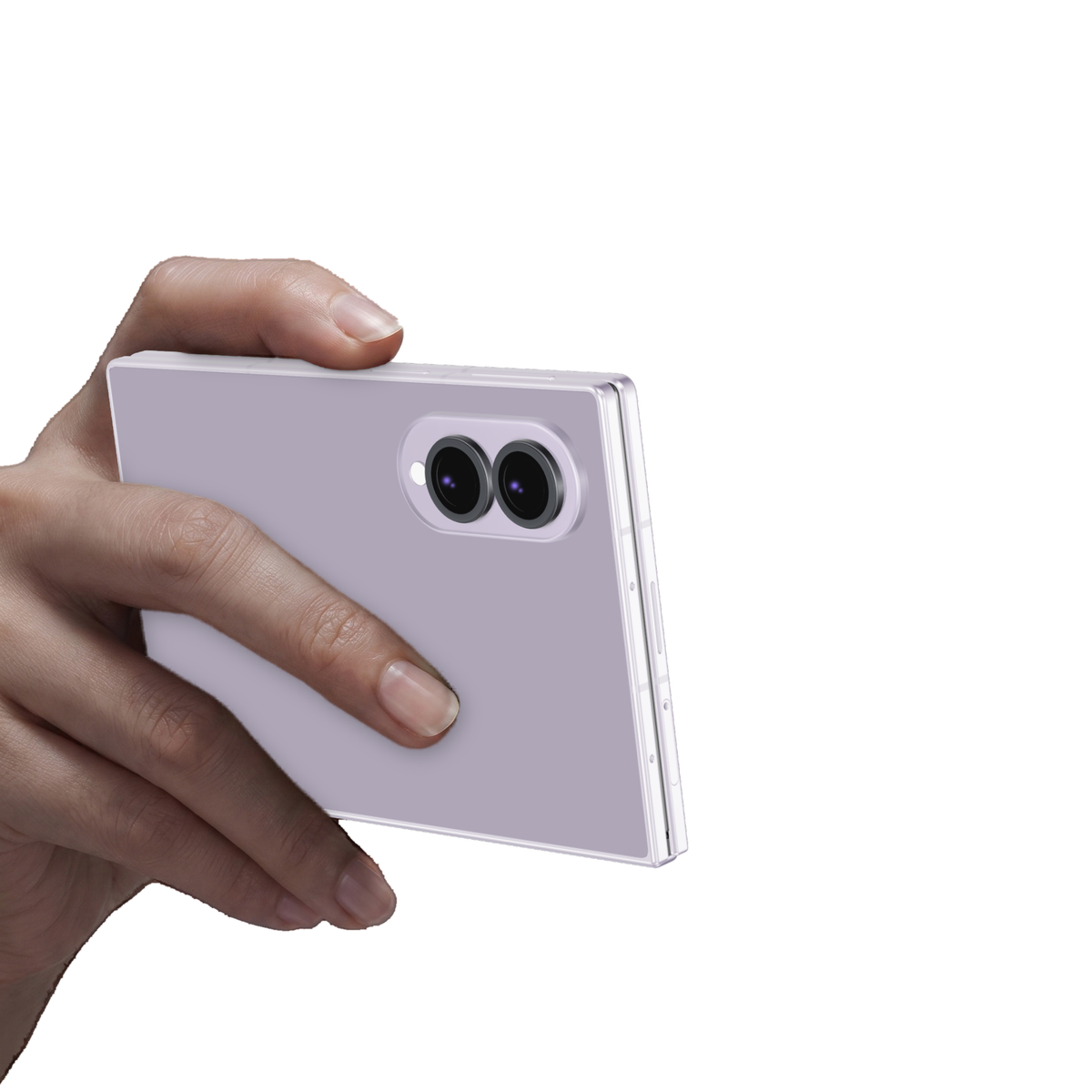 Black aluminium camera lens protector rings fitted on every Galaxy Z Fold 8 camera lens, with the phone held in hand