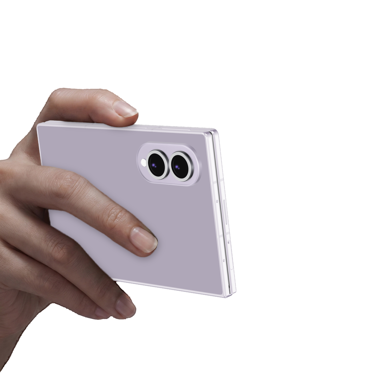 Silver aluminium camera lens protector rings fitted on every Galaxy Z Fold 8 camera lens, with the phone held in hand