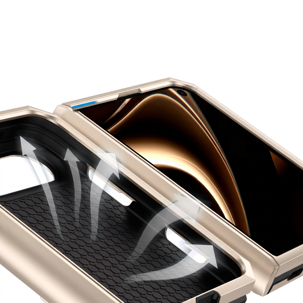 Sentinel H1 iPhone Duo rugged case in Gold - shock absorbent cushioned shell with raised screen lip