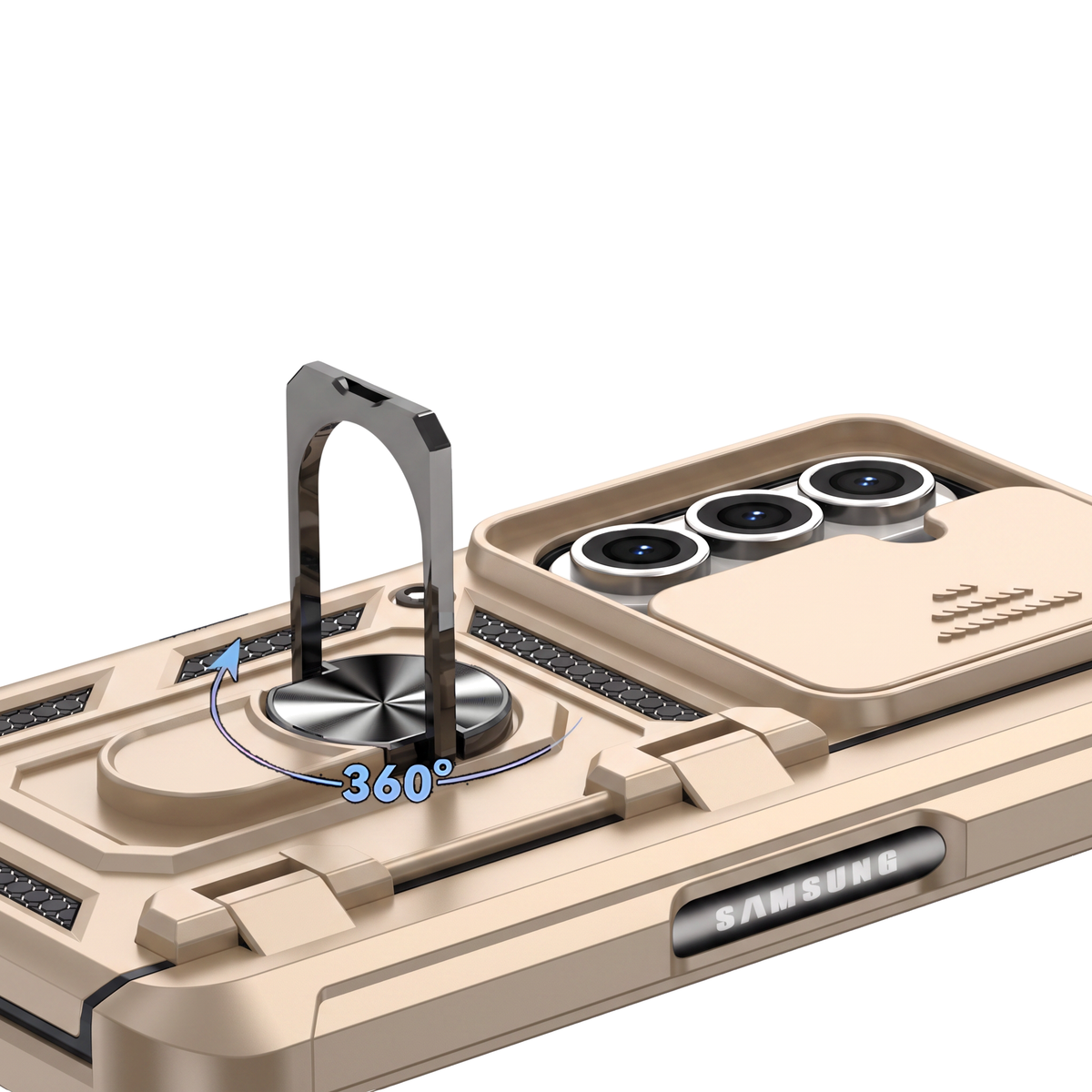 Sentinel H1 Galaxy Z Fold case in Gold - 360 degree rotating ring grip