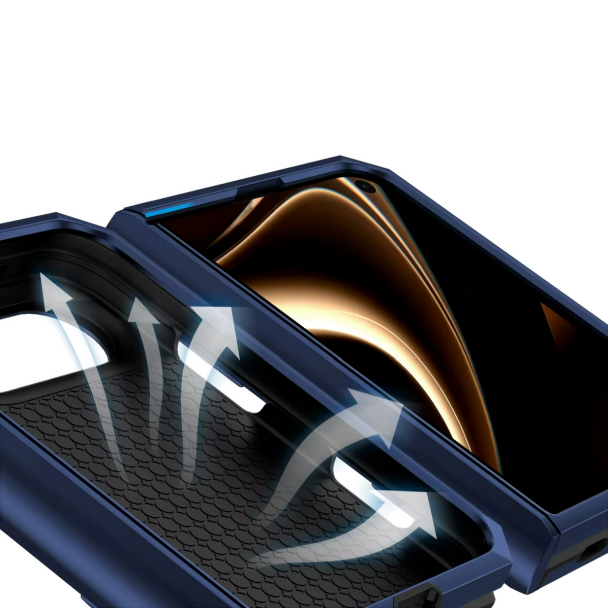 Sentinel H1 iPhone Duo rugged case in Navy Blue - shock absorbent cushioned shell with raised screen lip