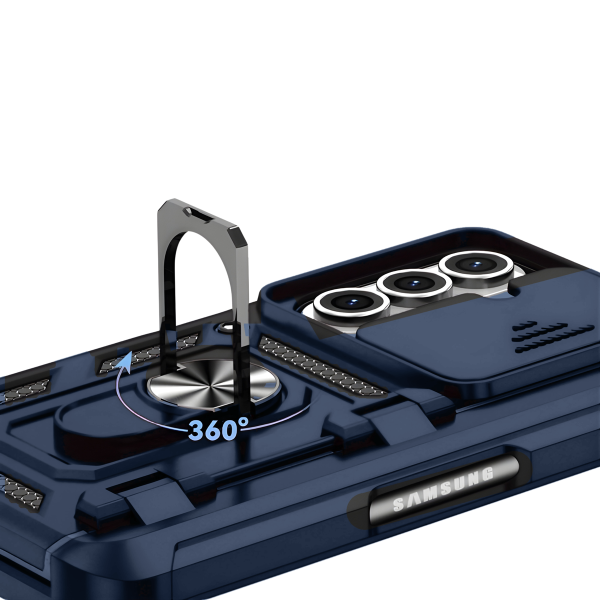 Foldify Sentinel H1 Navy Blue - 360 degree rotating ring kickstand
