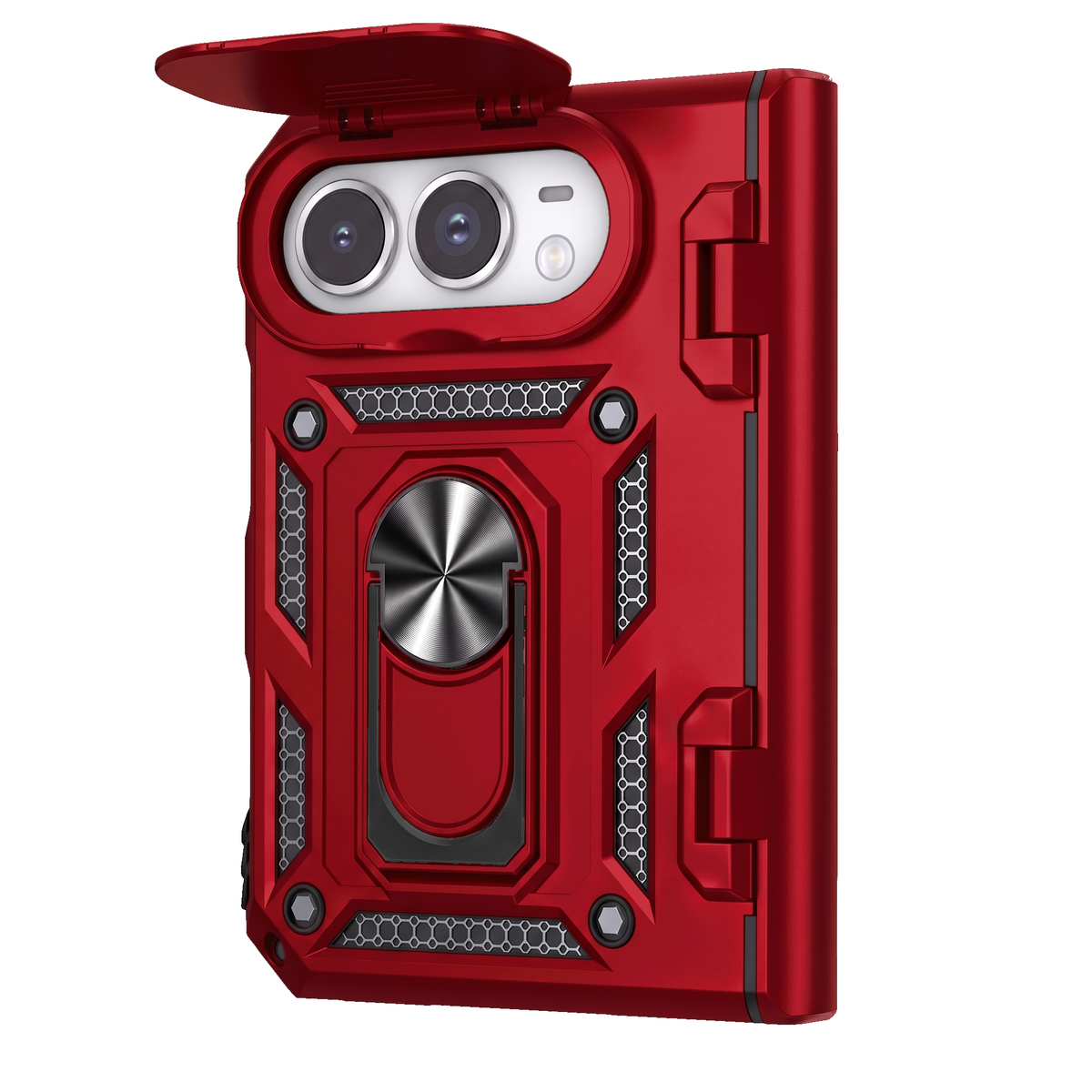 Sentinel H1 iPhone Duo rugged case in Red - camera cover open