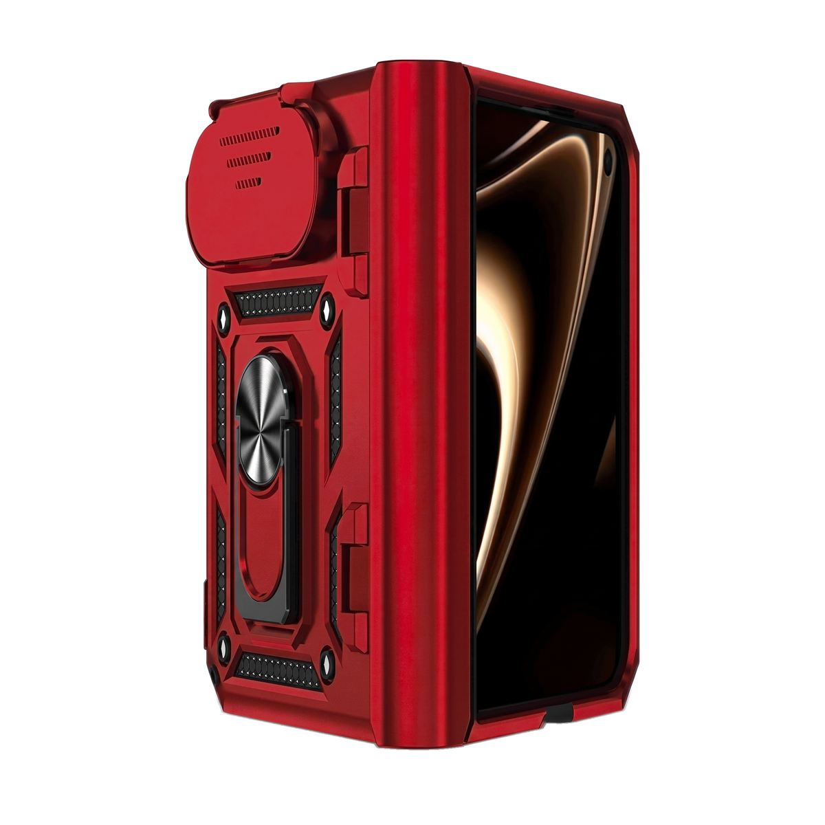 Sentinel H1 iPhone Duo rugged case in Red - full hinge protection with ring kickstand