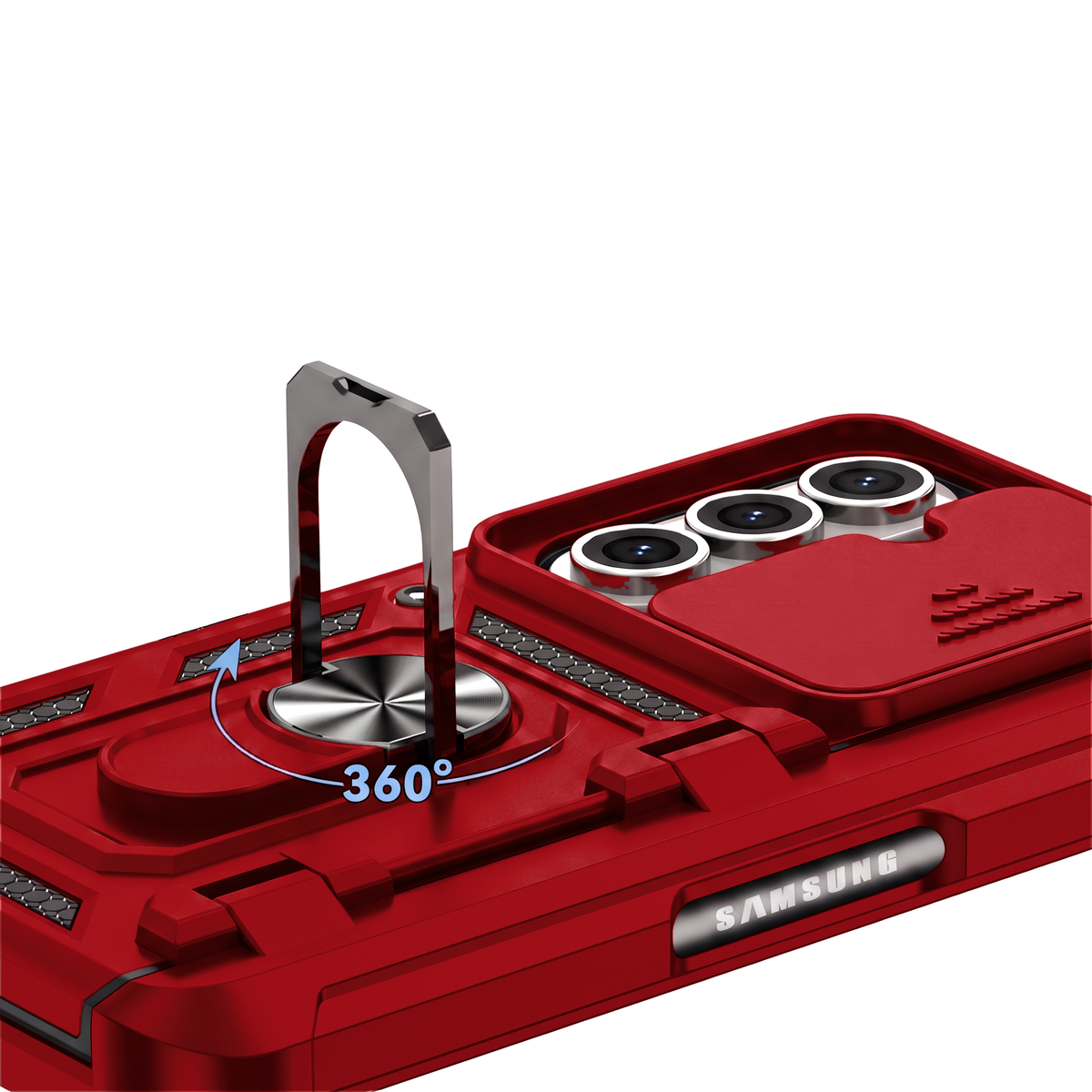 Foldify Sentinel H1 Red - 360 degree rotating ring kickstand