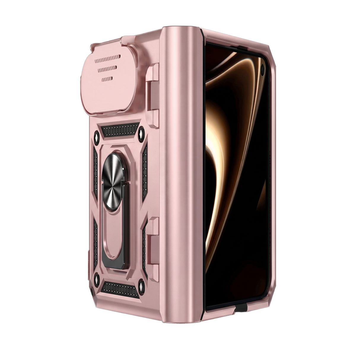Sentinel H1 iPhone Duo rugged case in Rose Gold - full hinge protection with ring kickstand