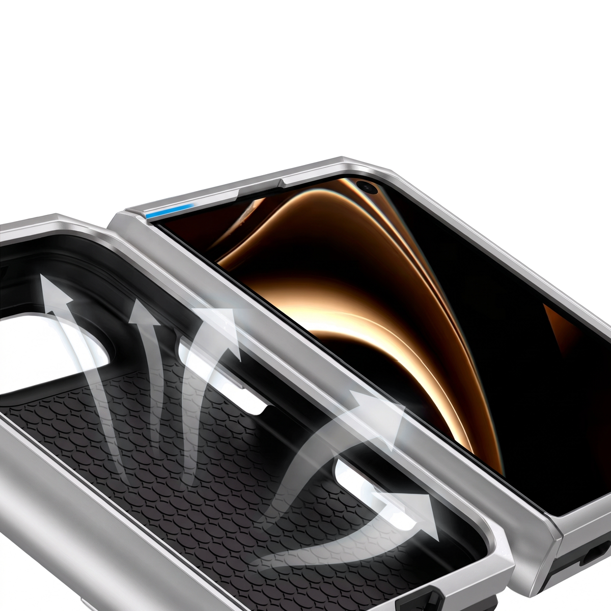 Sentinel H1 iPhone Duo rugged case in Silver - shock absorbent cushioned shell with raised screen lip