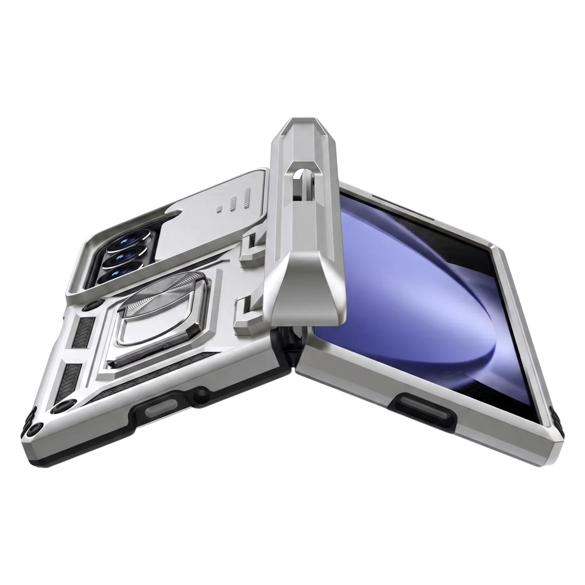 Sentinel H1 Galaxy Z Fold case in Silver - hinge protection and kickstand