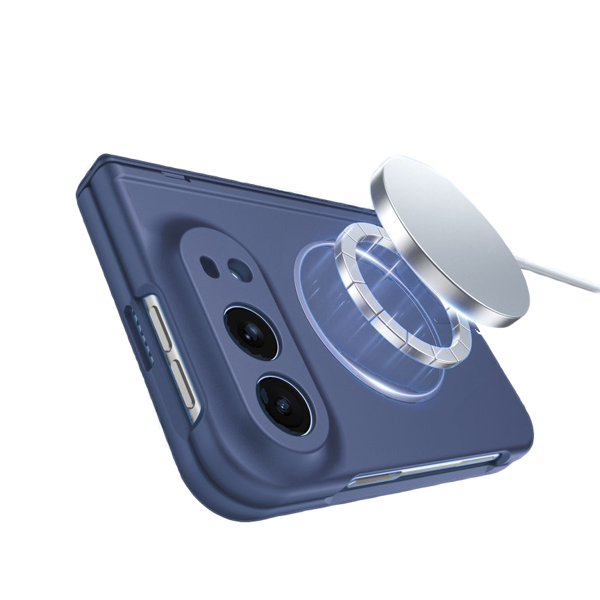 Spineguard P1 iPhone Fold case in Blue - supports MagSafe wireless charging without removing the case