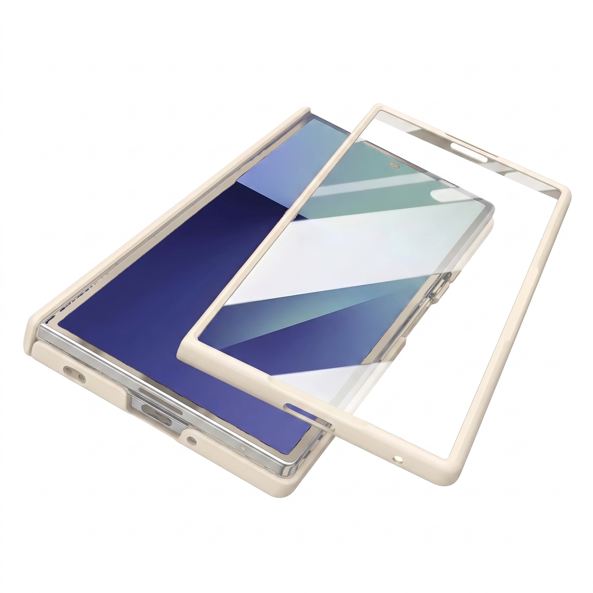 Spineguard P1 hinge case in Pure White with full-coverage tempered glass screen protector for Samsung Galaxy Z Fold